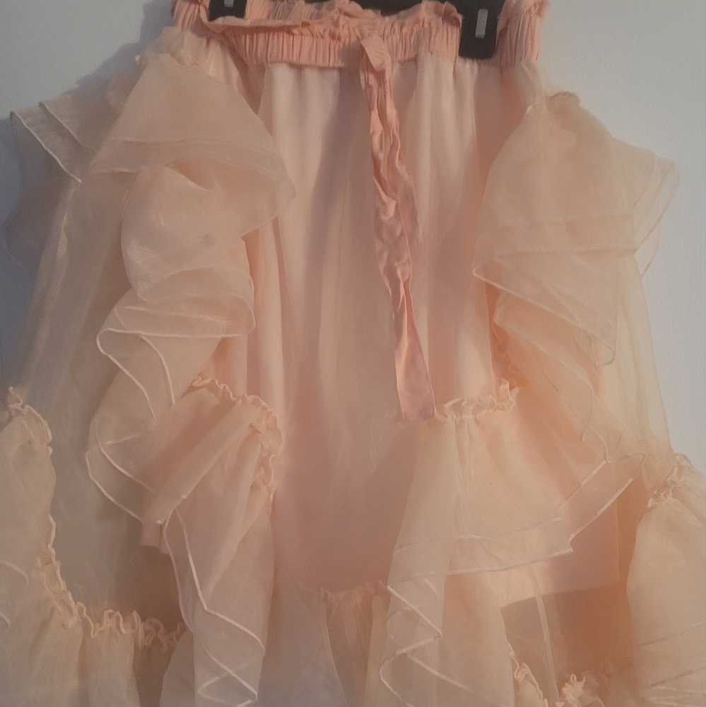Peach see through mesh skrit.